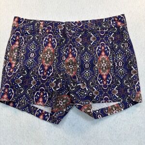 JCP JC Penny Women's Size 4 Flat Front‎ Paisley Summer Shorts 4" Inseam
